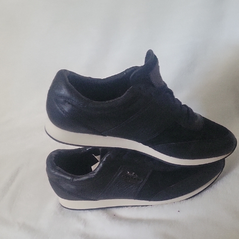 Coach Raylen Sneakers Women 8.5B Black Leather Suede Athletic Lace Up Shoes - Picture 4 of 16